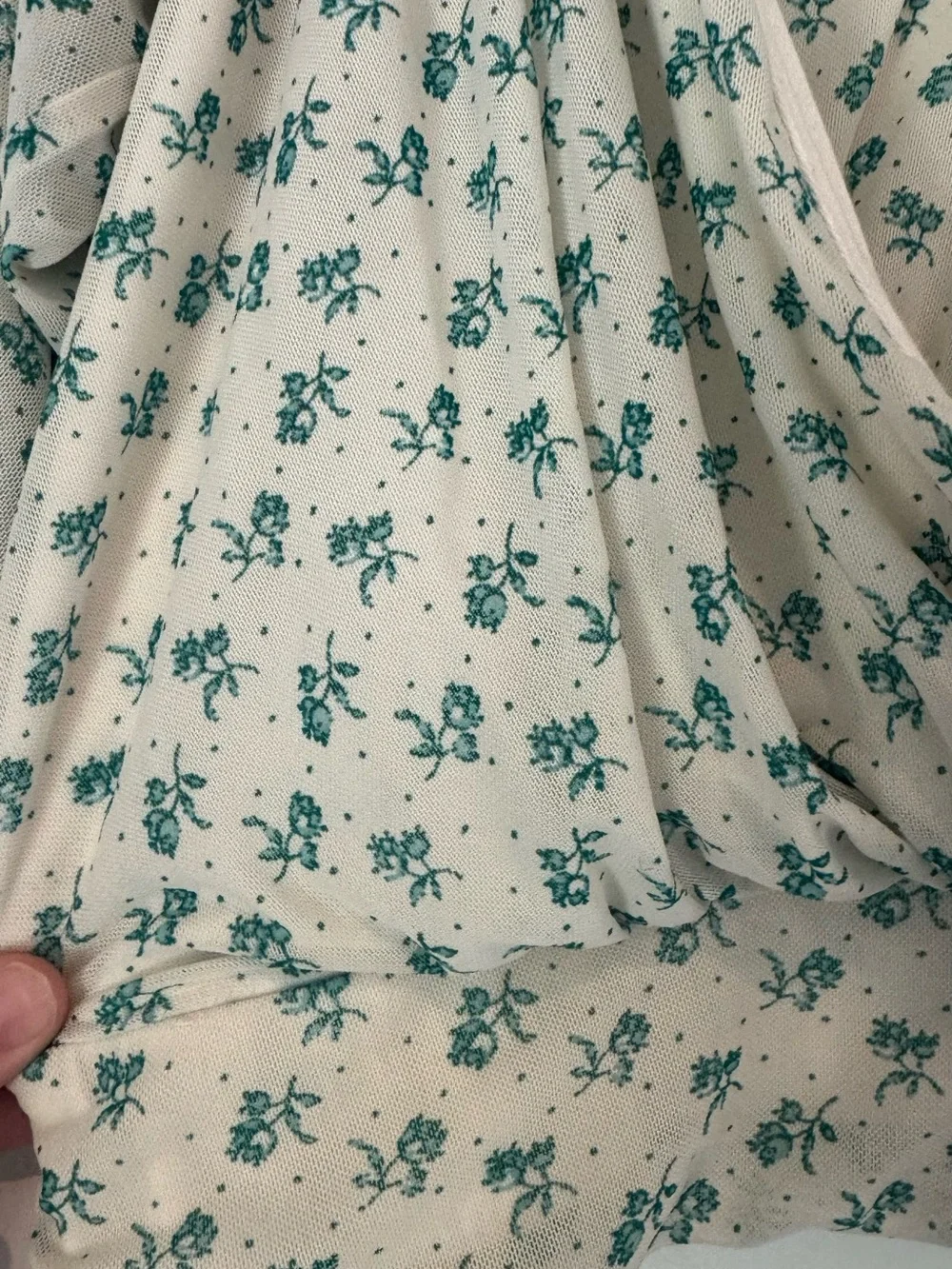 Free People Sweetie Pie Floral Sheer mesh Wrap Top green floral